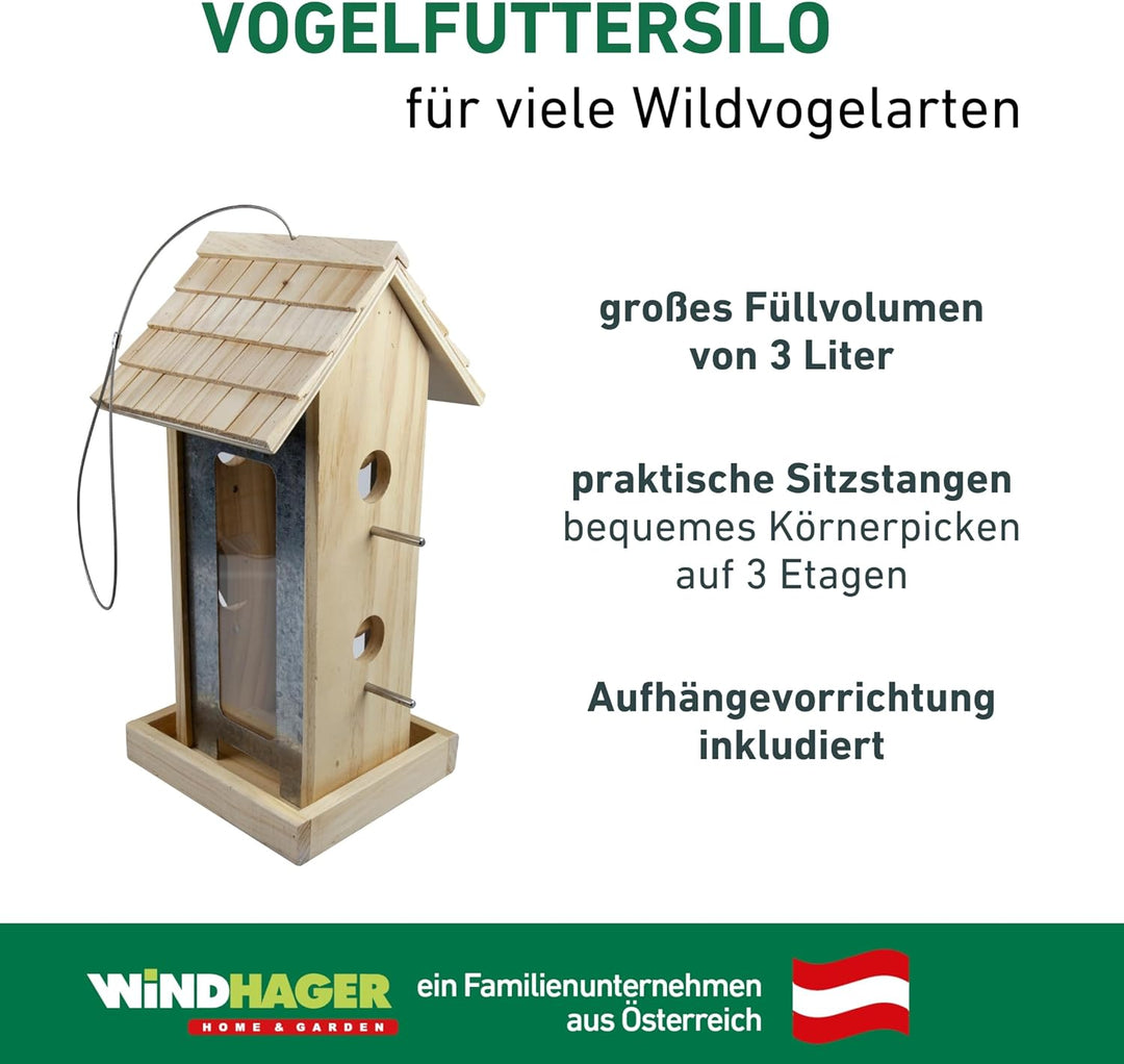 Windhager Vogelfuttersilo Country,Vogelfuttersilo, Vogelhaus, Futterspender für Vögel, Vogelhäuschen