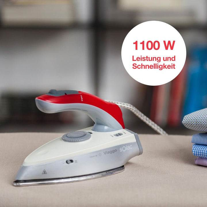 Solac PV1652 Viaggio Pro Reisebügeleisen, Keramik, grau 1100W | Klappbar, 1100W | Klappbar