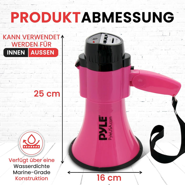 Pyle Megaphon mit Sirene & Mikrofon, Signalhorn – Megafon, Megaphone Kinder & Erwachsene 30 Watt Fal