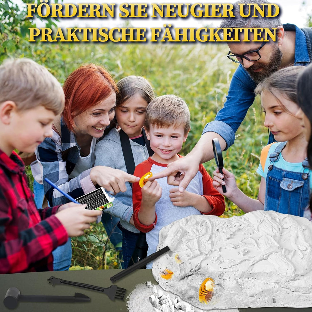 Bernstein Ausgrabungsset für Kinder ab 6 7 8 9 10 11 12 Jahren, Fossilien Ausgrabungsset Kinder mit