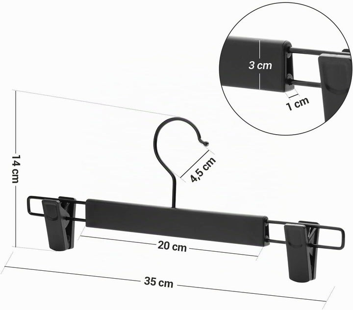 SONGMICS Hosenbügel, 12er Set, Kleiderbügel, gut belastbar, mit Clips, Rockbügel aus Premium-Kunstst