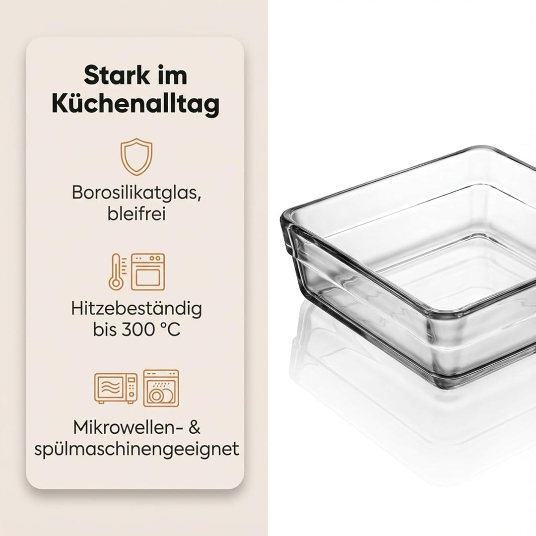 by Pasabahce Borcam Backform 28,7×28,7×6,5cm, Auflaufform aus Kristallglas, spülmaschinengeeignet Ba