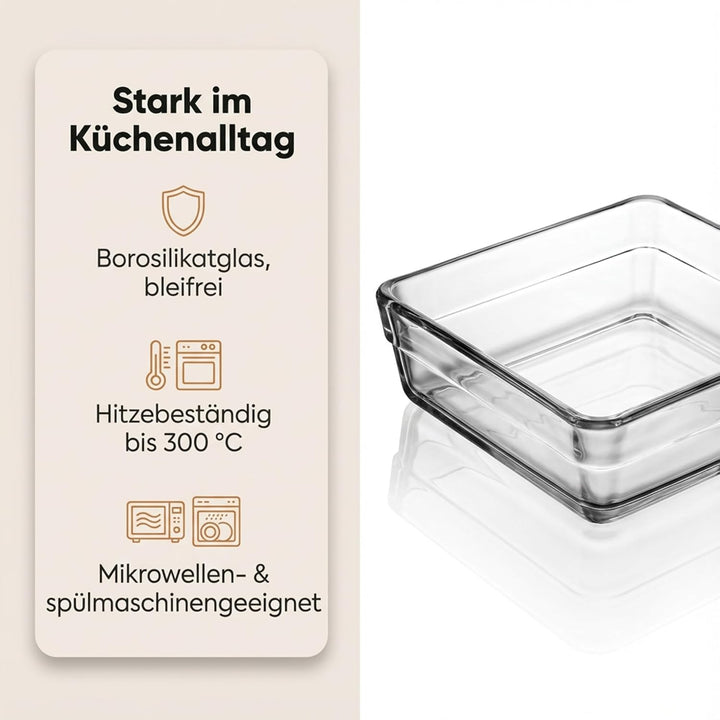 by Pasabahce Borcam Backform 28,7×28,7×6,5cm, Auflaufform aus Kristallglas, spülmaschinengeeignet Ba