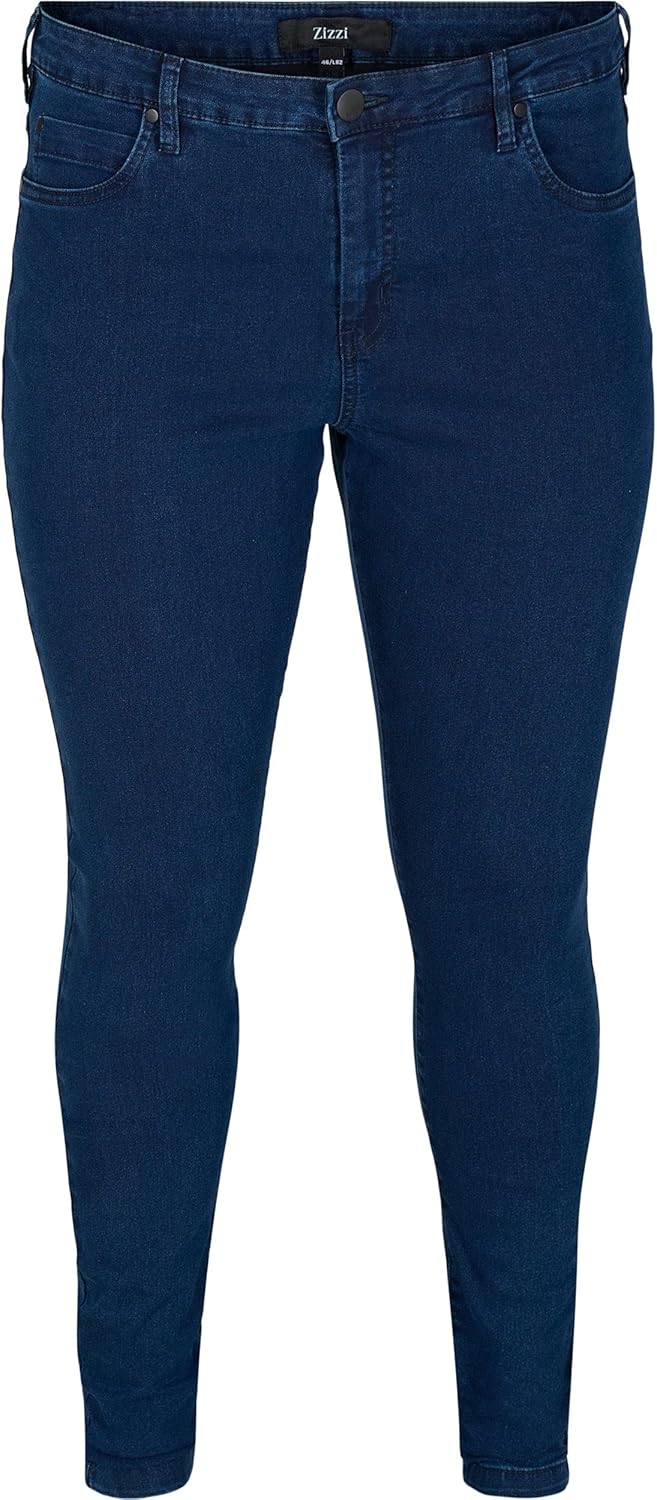 Zizzi Grosse Grössen Damen Super Slim Amy Jeans mit hoher Taille Gr 42-56 46W / 30L Dark Blue, 46W /