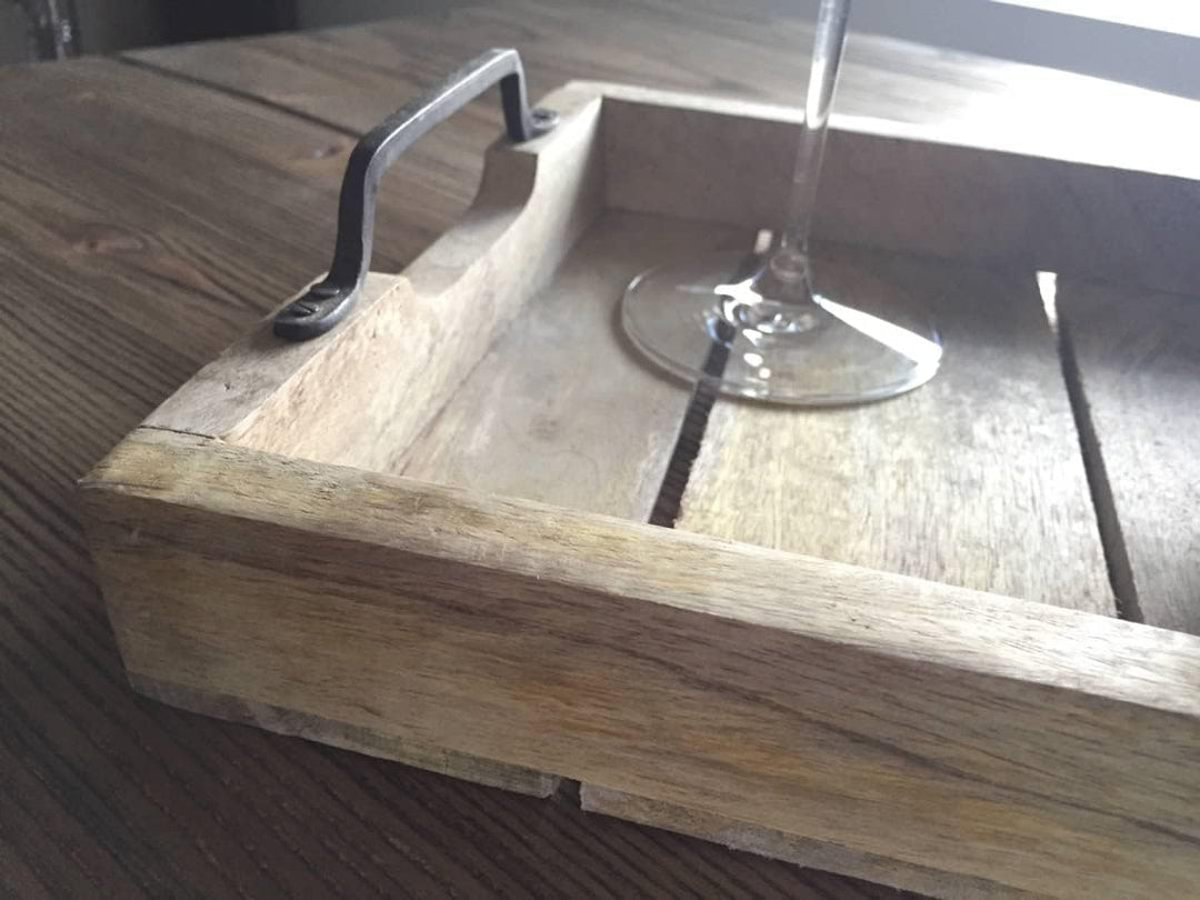 LS-LebenStil 2X Mango-Holz Serviertablett 38x25x8cm Set Griff-Tablett Betttisch Betttablett Holztabl