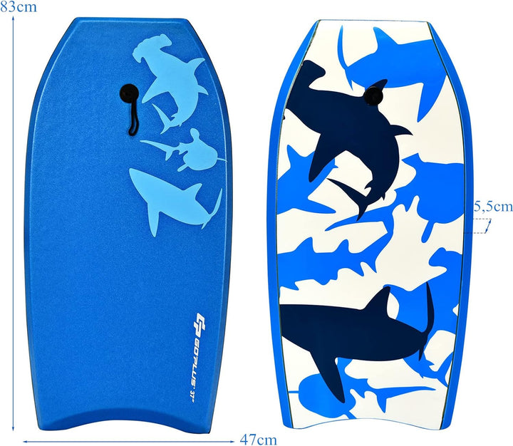RELAX4LIFE Schwimmbrett tragbar, Schwimmboard mit Halteleine, Rutschfestes Surfbrett für Kinder & Er