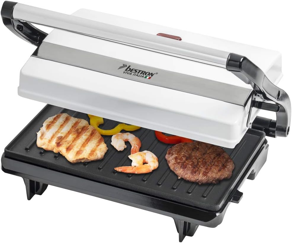 Clatronic HDM 3420 Hot-Dog-Maker inklusiv Eierkocher, weiss 251136 & Bestron Kontaktgrill mit Auffan