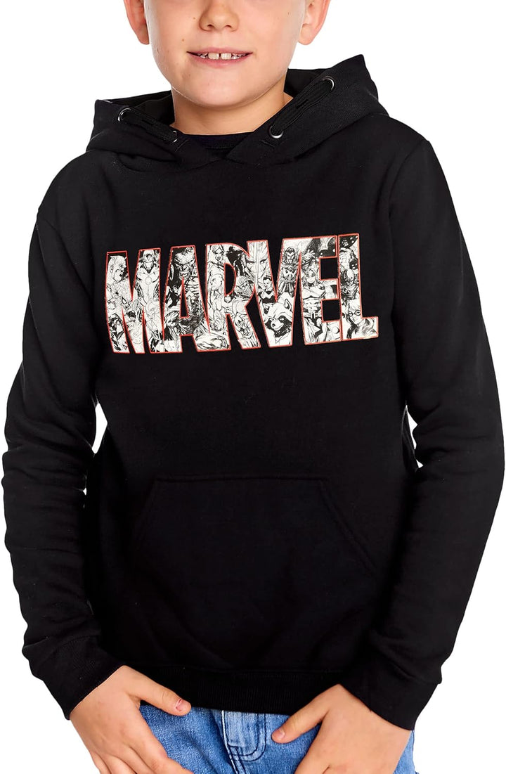 Elbenwald Marvel Hoodies mit Marvel Comic Motiv für Kinder Baumwolle schwarz 116 Schwarz, 116 Schwar