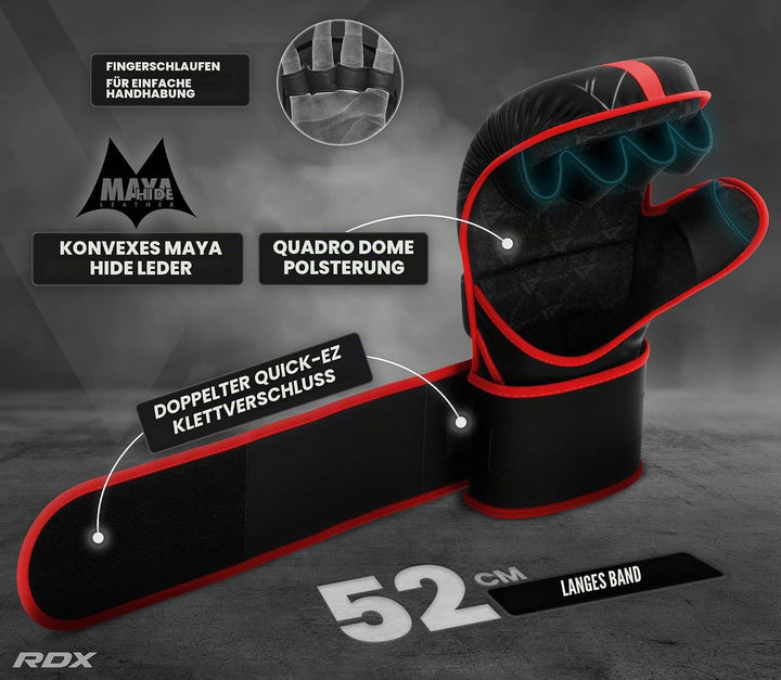 RDX MMA Handschuhe für Kampfsport Grappling Training, Maya Hide Leder Kara Sparring Handschuhe, Punc