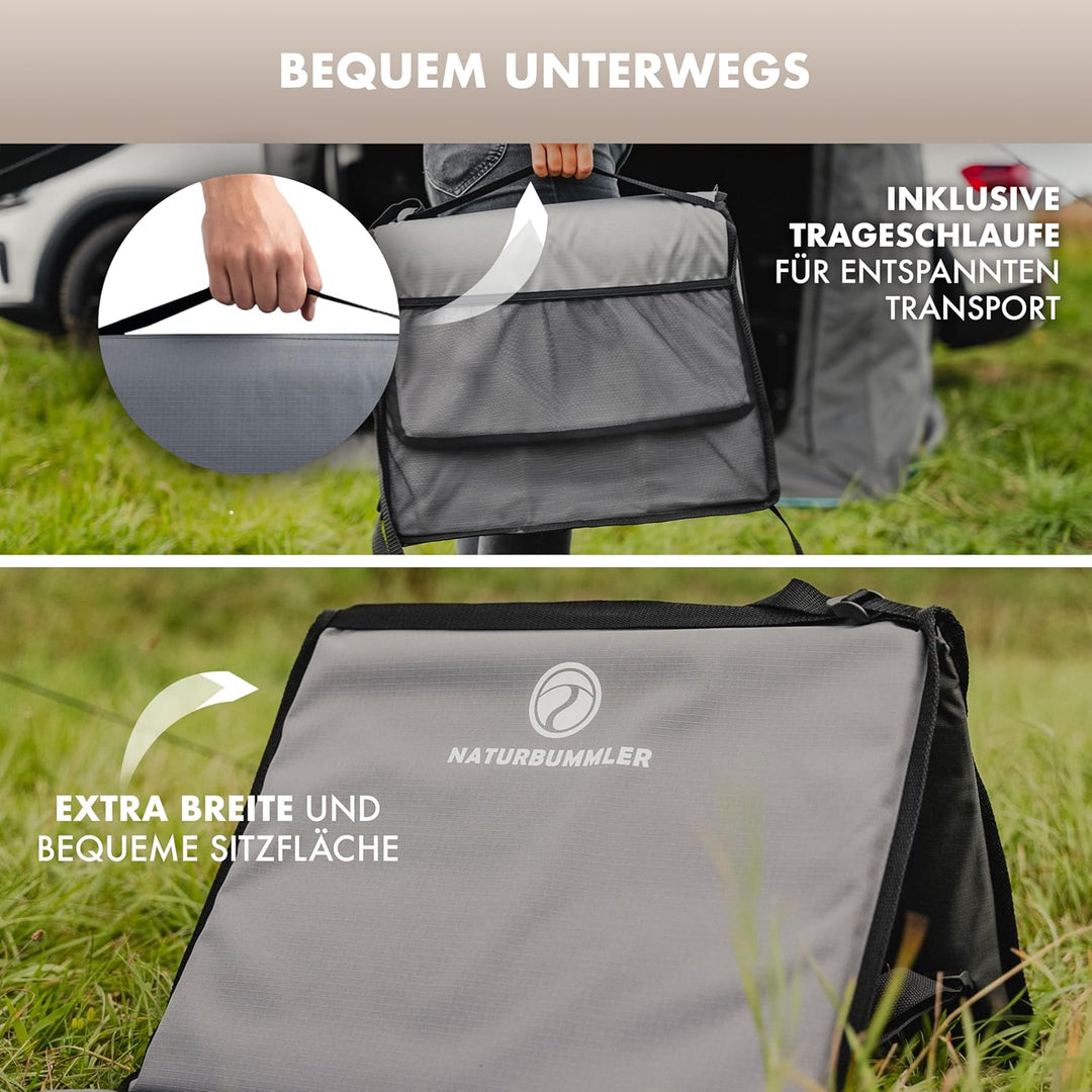 NATURBUMMLER Campingliege faltbar leicht [Cloud Lounge+] – tragbare Strandliege mit Rückenlehne &amp; Ta