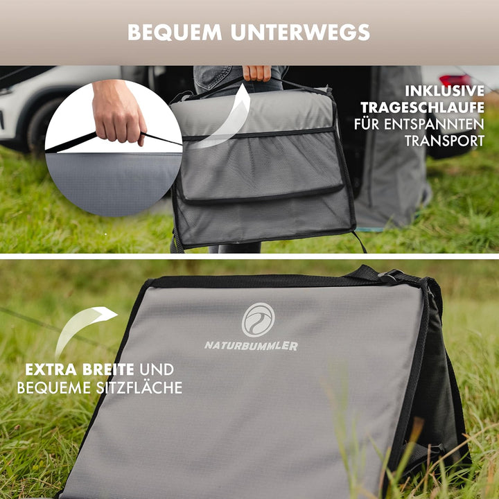 NATURBUMMLER Campingliege faltbar leicht [Cloud Lounge+] – tragbare Strandliege mit Rückenlehne &amp; Ta
