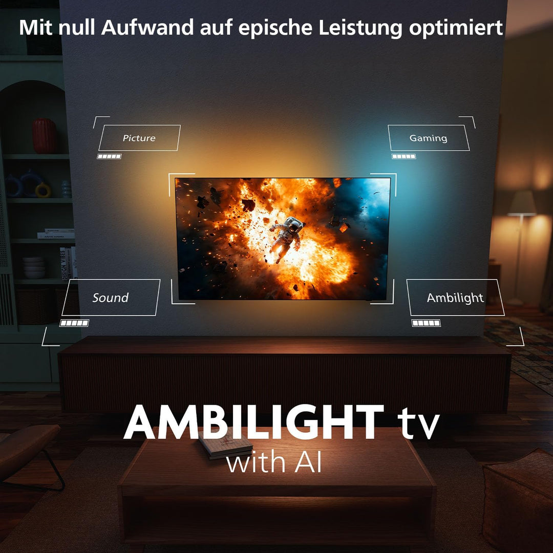 PHILIPS Ambilight 48OLED810 4K OLED Smart TV - 48 Zoll Display mit P5 AI Perfect Picture Engine Ultr