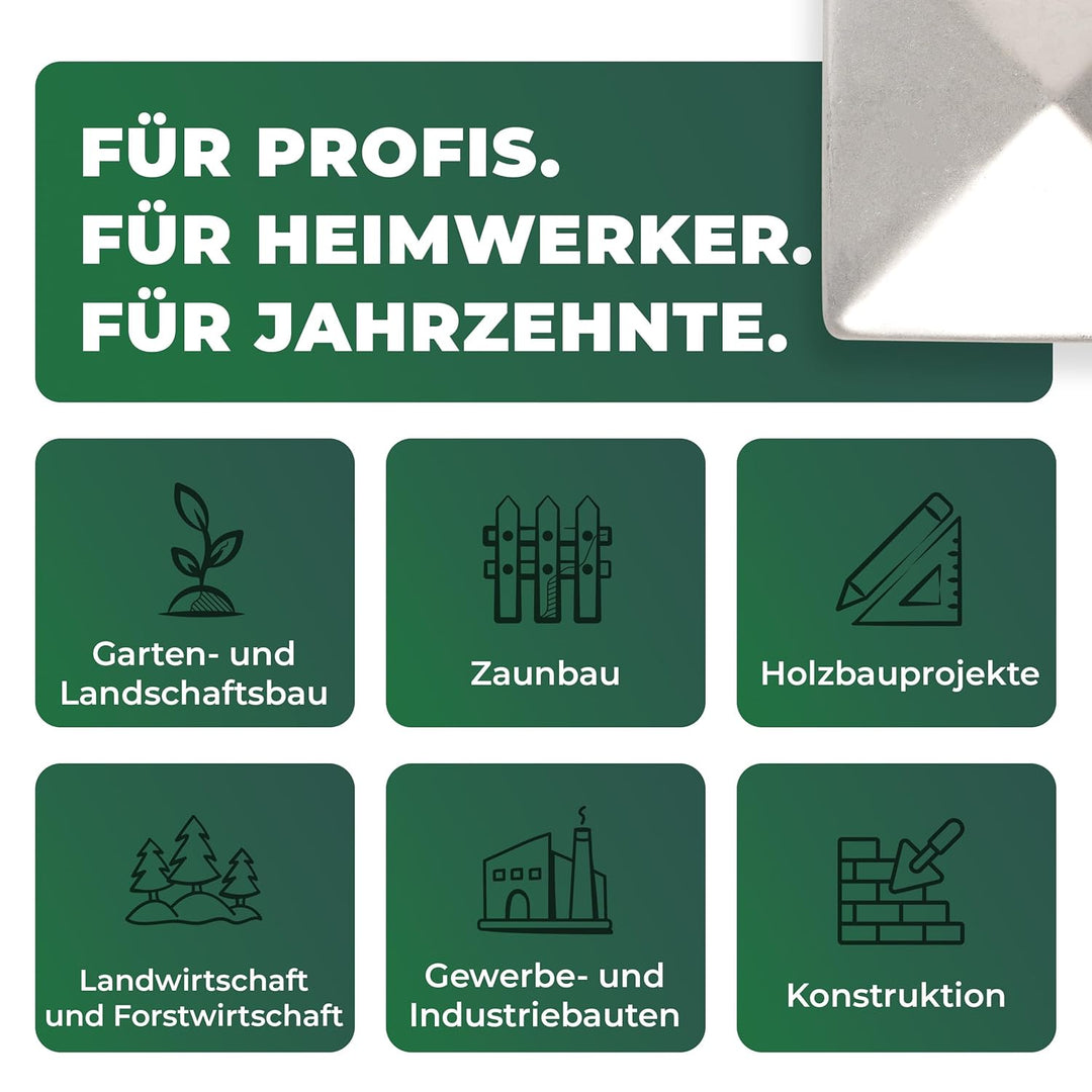 Novatool 5 Stück Pfostenkappen 71x71mm verzinkt mit Schrauben, Pfostenabdeckung Pfostenkappe 7,1cm H