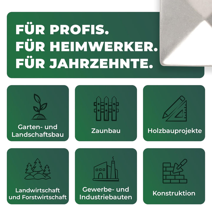 Novatool 5 Stück Pfostenkappen 71x71mm verzinkt mit Schrauben, Pfostenabdeckung Pfostenkappe 7,1cm H