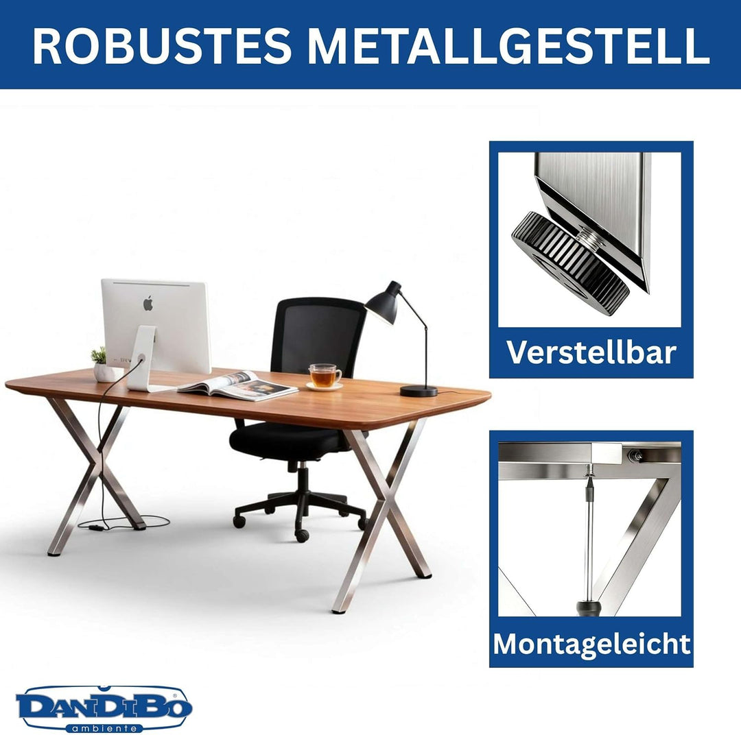 DanDiBo 2X Tischbeine Edelstahl 72 x 68 cm Tischgestell Höhenverstellbar 96678 Tischfüsse Möbelfüsse