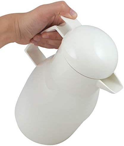 Helios Top Push Thermoskanne Weiss 1L – 6h Heiss - Hält Getränke heiss & kalt – Einhandbedienung – E