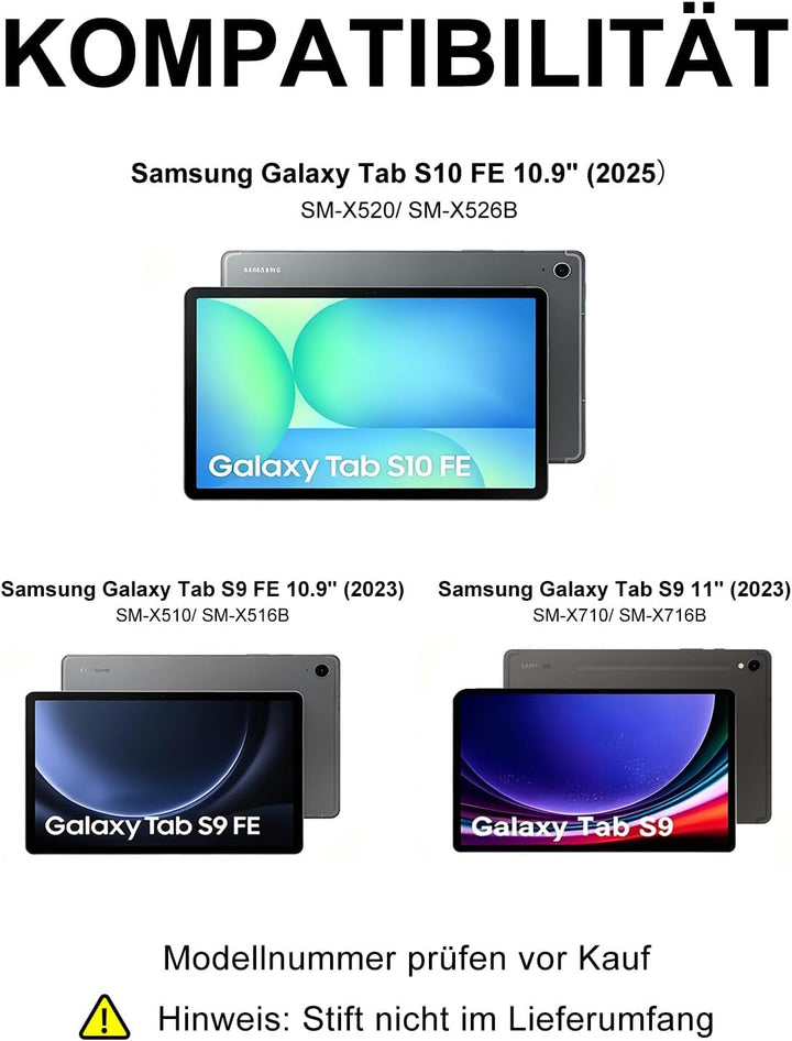 Hülle mit Trackpad Tastatur für Samsung Galaxy Tab S10 FE/S9 FE/S9 10,9/11 Zoll (2025/2023), Bluetoo
