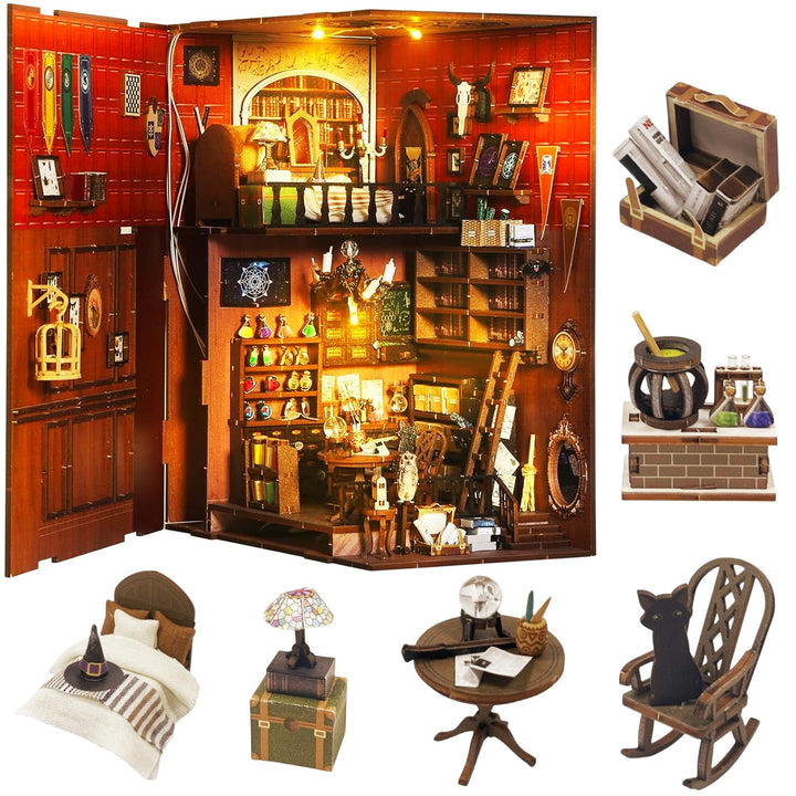 DIY Magical World Book Nook Kit & Dollhouse Craft Kits für Erwachsene DIY Miniature House mit Licht,