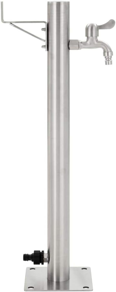 Festnight Wassersäule Garten Mit Wasserhahn Edelstahl Rund Wassersäule 65 cm Gartenwasserhahn Säule