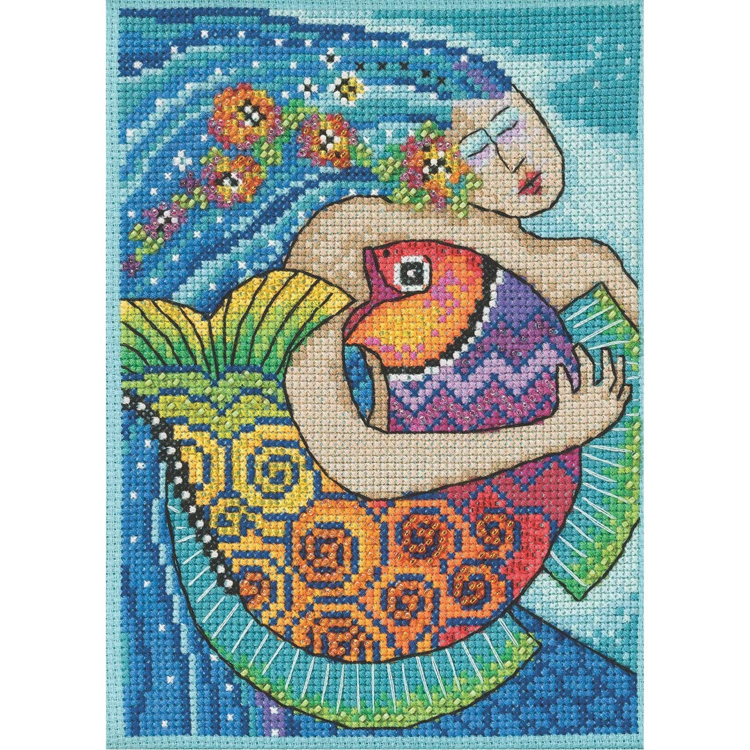 LB302113 Kreuzstich-Set, Motiv "Ocean Song", Perlen-Motiv, Mill Hill 2021, Laurel Burch