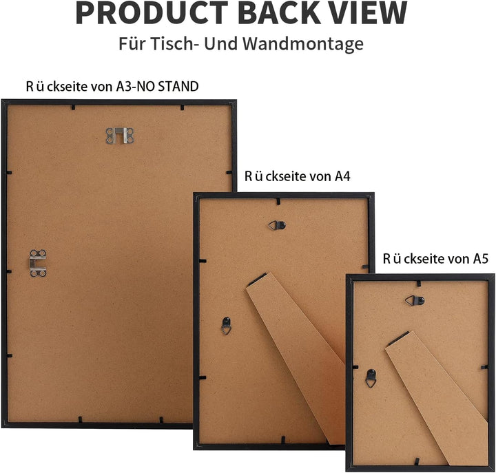 LYYYYX Bilderrahmen Holz 15×21cm mit bruchsicherem Acrylglas zum senkrechten oder waagerechten Aufhä