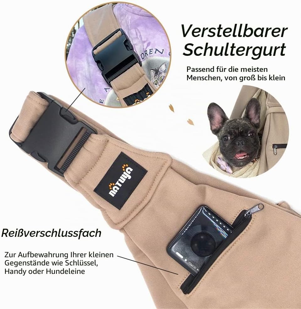 Hundetragetasche Tragetasche für Hunde NATUYA Träger mit Netztasche für Carrier Dogs Katzen-Hände Fr