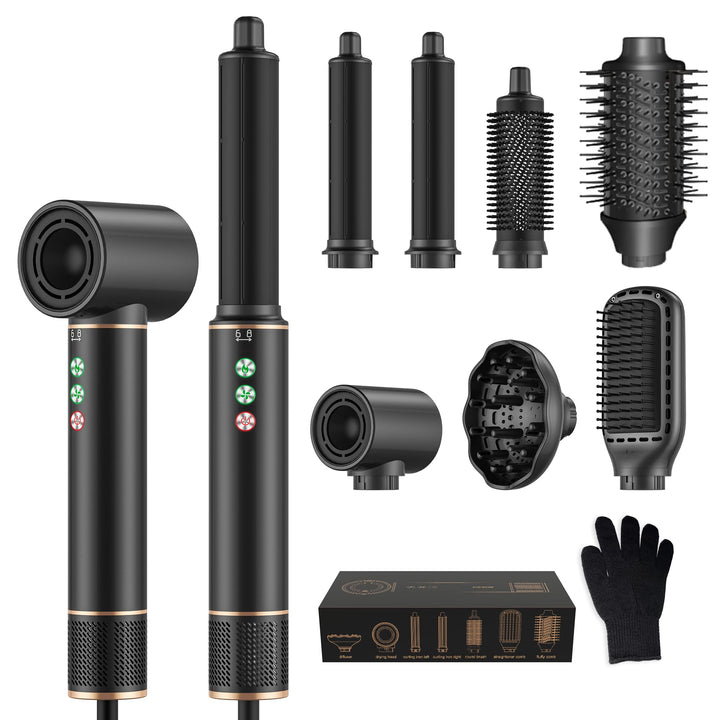 Hair Styler set 7 in 1 Air Styler mit 1300W Haartrockner 110,000 Rpm High Speed Föhn Mit Diffusor, L