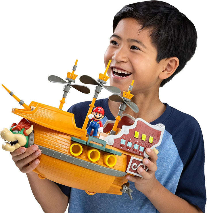 Super Mario Deluxe Bowsers Luftschiff-Spielset mit Mario-Actionfigur