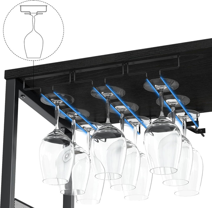 GarveeHome Weinschrank Industrial Mit Verstellbarem Weinregal Und Glashalter, Getränkeaufbewahrung F