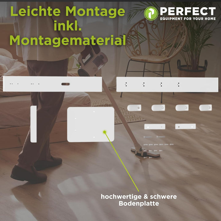 PERFECT EQUIPMENT FOR YOUR HOME PHD-D200W, Staubsaugerständer, Aluminium, Weiss, Weiss