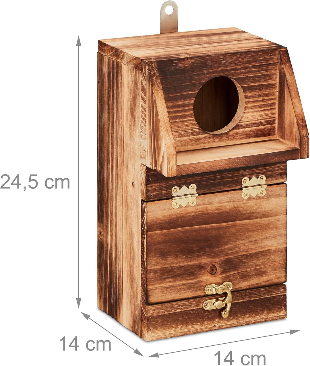 Relaxdays Nistkasten für Kohlmeise &amp; Gartenrotschwanz, mit Reinigungsklappe, Holz, Vogelnistkasten z