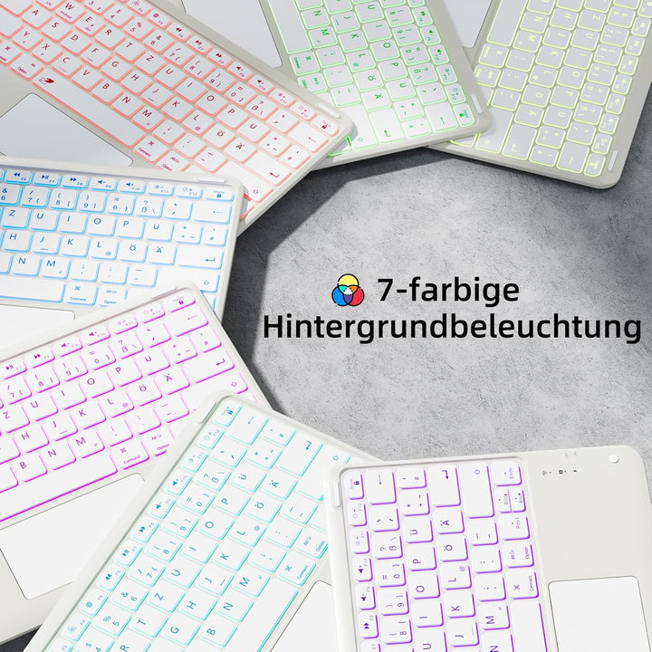 Vobafe Hülle mit Tastatur für iPad Air 13 Zoll 2025 M3/2024 M2, iPad Pro 12.9 (3. 4. 5. 6. Gen), QWE