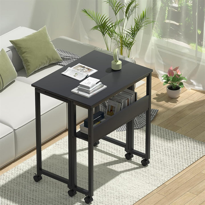 GreenForest Kleiner Schreibtisch Klappbar, 80 cm Klappschreibtisch mit Rollen, Einfache Montage Klap