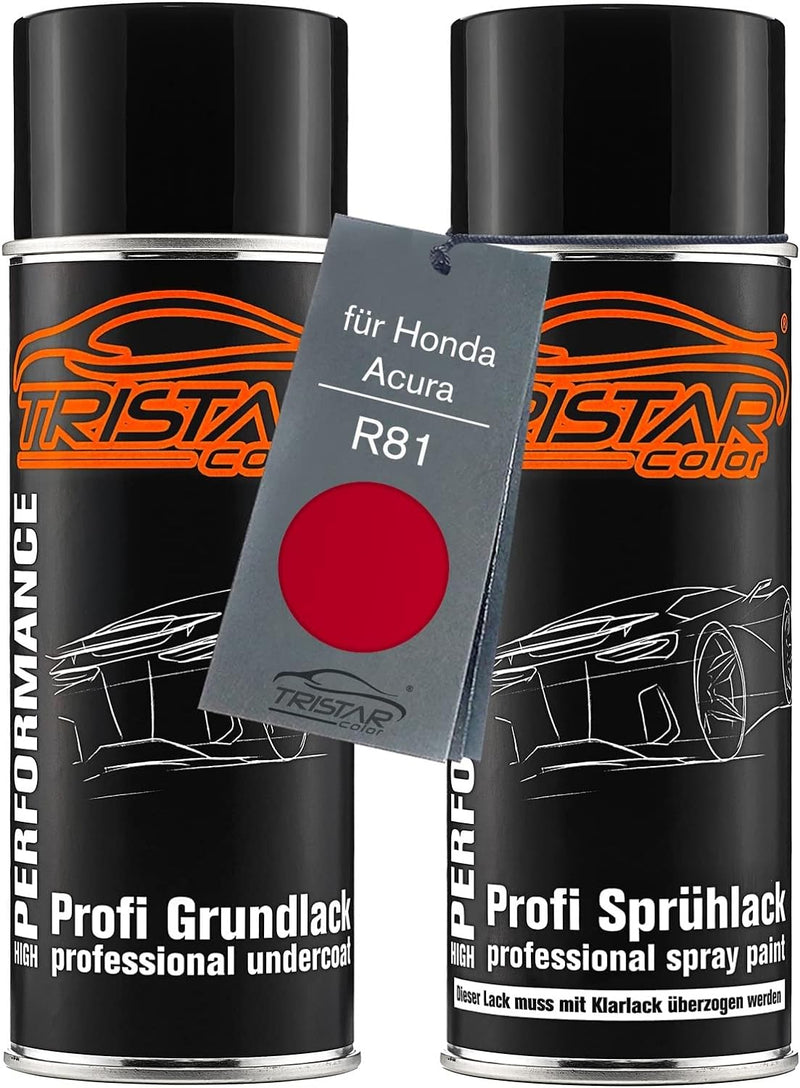 TRISTARcolor Autolack Spraydosen Set für Honda/Acura R81 Milano Red/Rouge Milano Grundlack Basislack