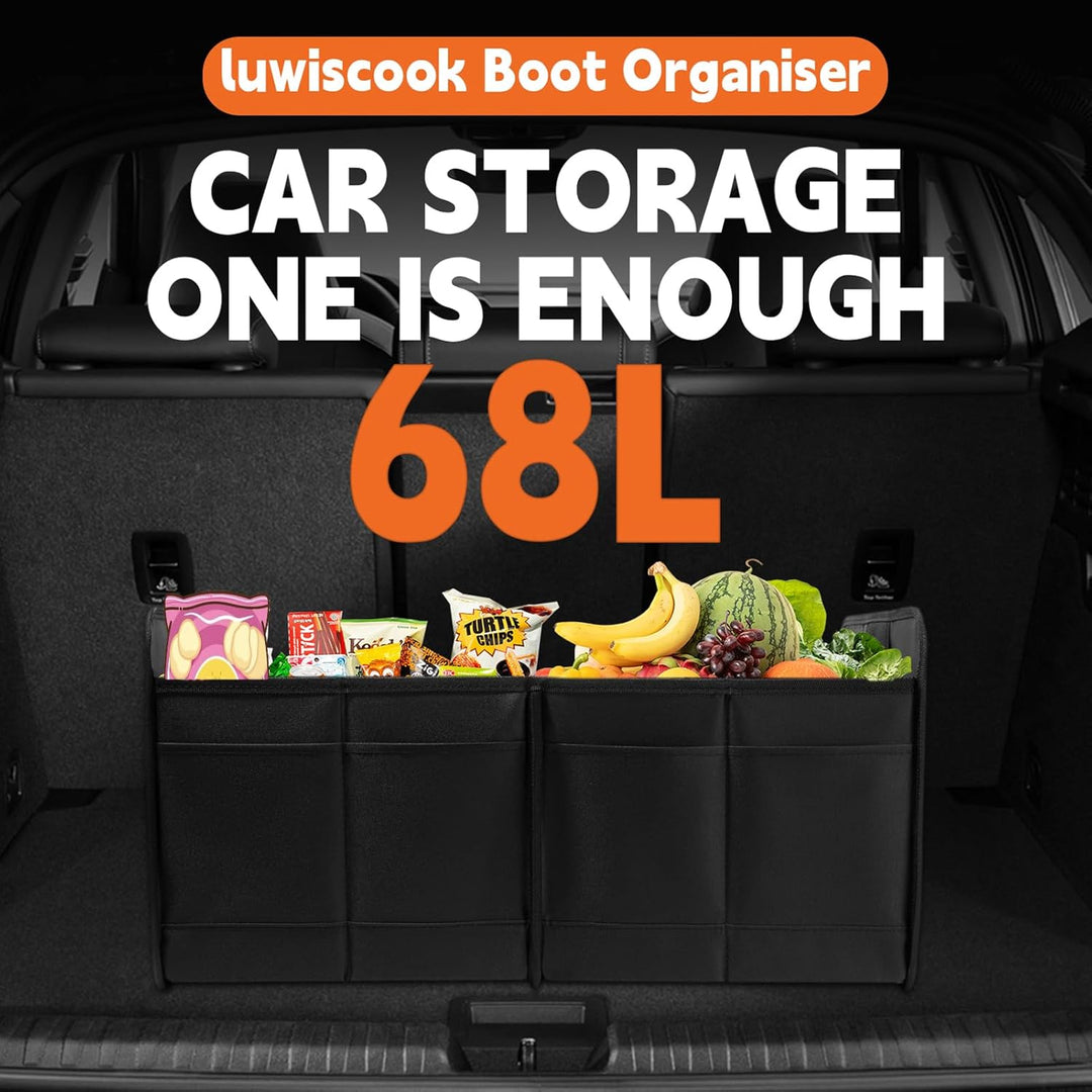 Auto Kofferraum Organizer, zusammenklappbarer Auto Kofferraum Organizer, 68L Lagerung Tidy mit 2 gro