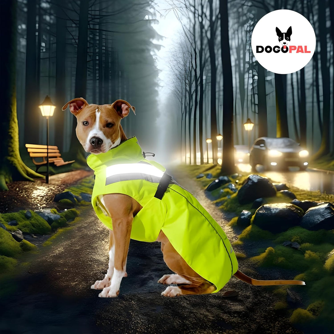 DOGOPAL Regenmantel Hund wasserdicht für kleine & grosse Hunde - Gelber Hunderegenmantel mit Reflekt