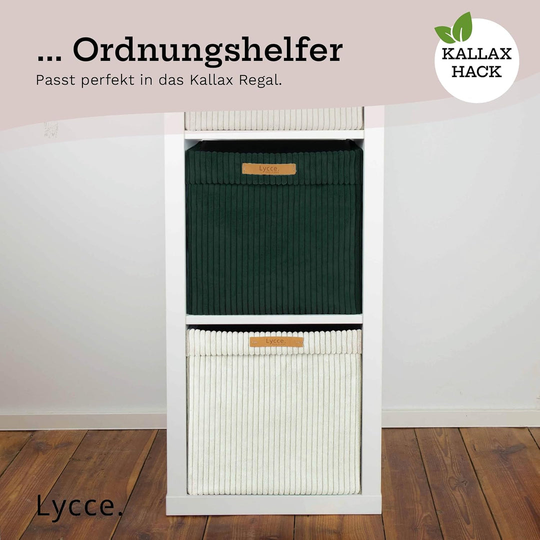 Kallax Box aus trendigem Cordstoff | Aufbewahrungskorb für Kallax Regal | Faltbox 33 x 33 x H31 cm m