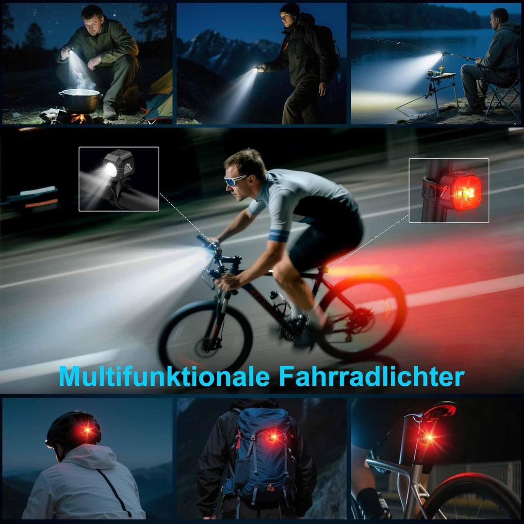 toptrek Fahrradlicht Set USB Aufladbar, StVZO zugelassen Fahrrad Lichter Led Set, IPX5 Wasserdicht F