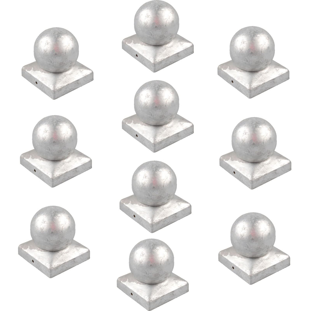 Baumarktplus 10x Pfostenkappe verzinkt Abdeckkappe für Pfosten Kugel 71 mm 7 x 7 cm