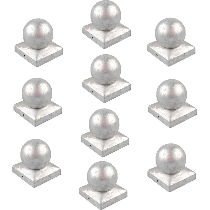 Baumarktplus 10x Pfostenkappe verzinkt Abdeckkappe für Pfosten Kugel 71 mm 7 x 7 cm