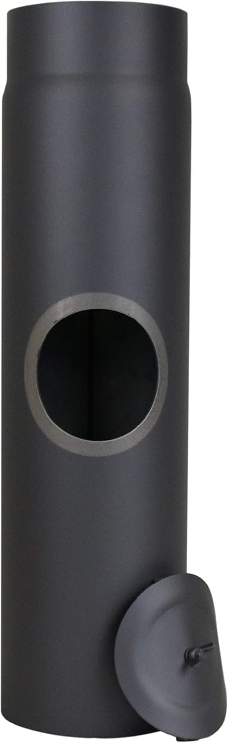 LANZZAS Rauchrohr 500 mm Verlängerung mit Tür - im Durchmesser Ø 150 mm - Farbe: gussgrau - Ofenrohr