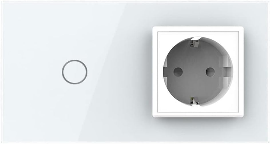 LIVOLO Tasterschalter Touch und Steckdose mit Glasrahmen VL-C701B/C7C1EU-11-A Weiss