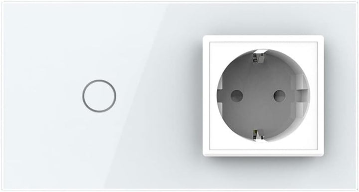 LIVOLO Tasterschalter Touch und Steckdose mit Glasrahmen VL-C701B/C7C1EU-11-A Weiss