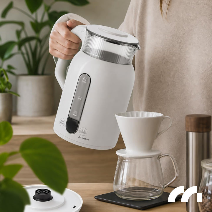MalTec Glas Wasserkocher 1,5L mit Temperaturwahl und LED