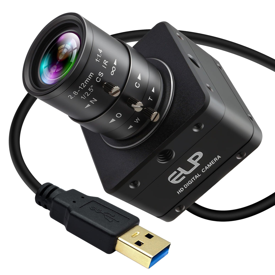 ELP 60fps USB 3.0 Kamera, High-Speed-Global-Shutter, 5-MP-Webcam, 4X 2,8–12 mm manuelles Varioobjekt