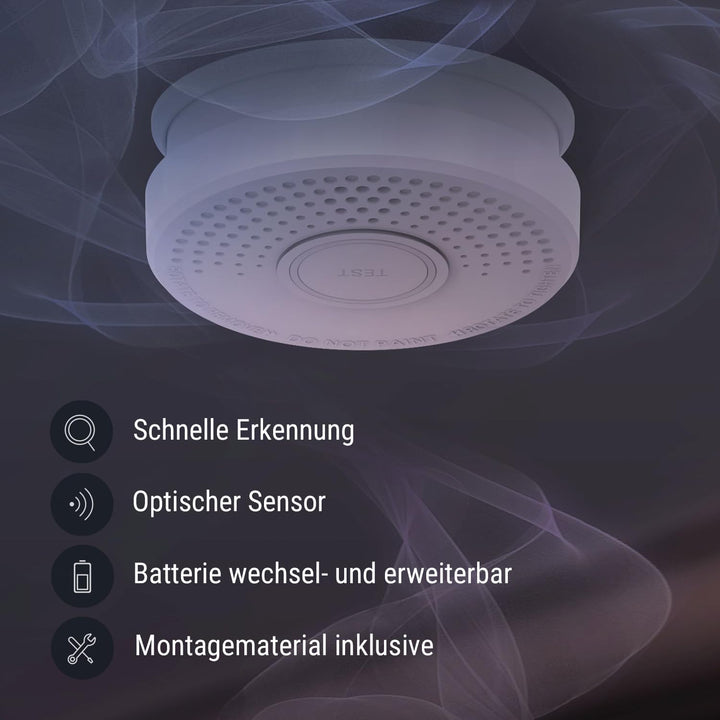 SHD Rauchmelder mit Magnethalterung (4X) Feuermelder | 10-Jahres-Garantie Austauschbare 9V-Batterie
