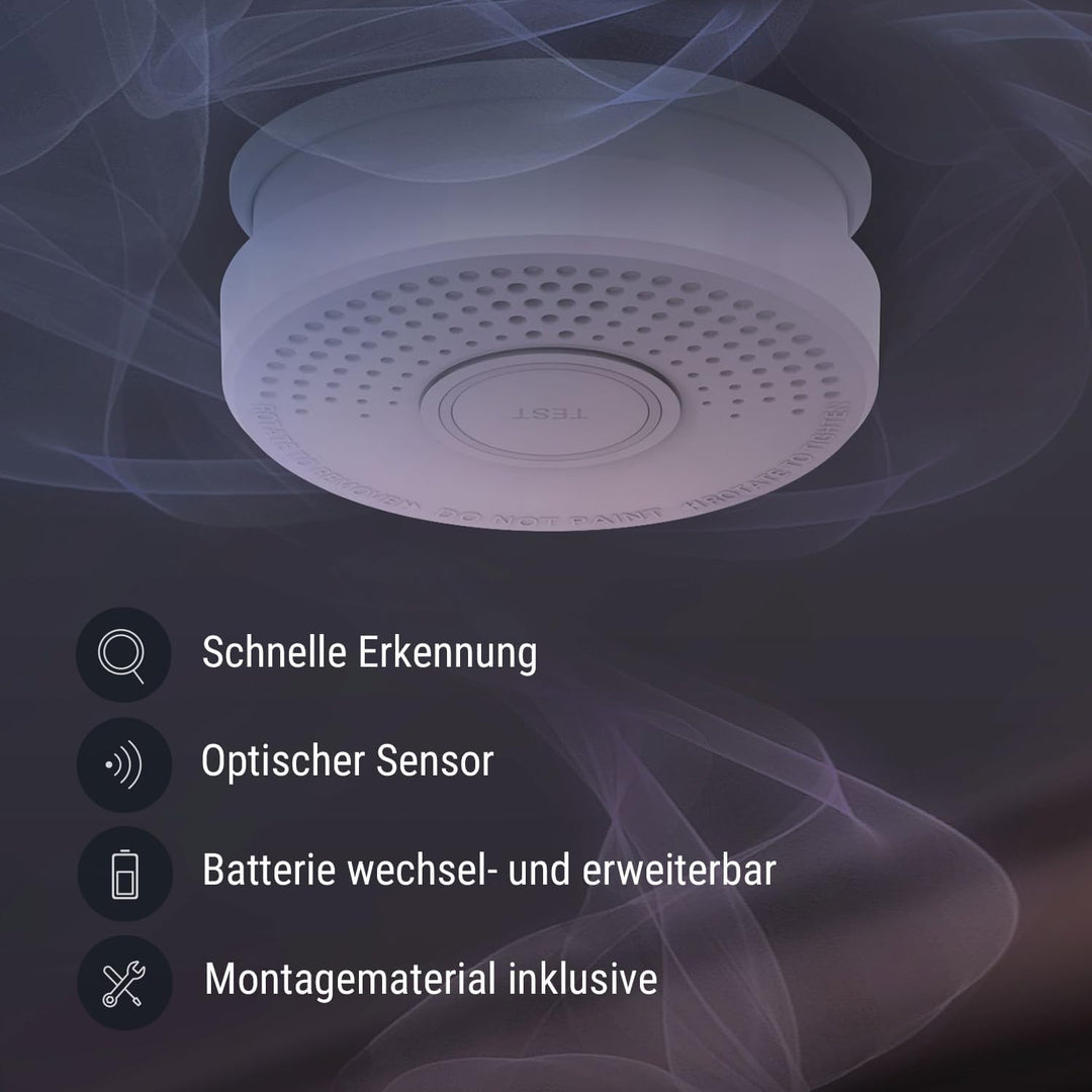 SHD by OneConcept Rauchmelder mit Magnethalterung, 8x Mini-Rauchmelder, Feuermelder mit Batterie, Ra