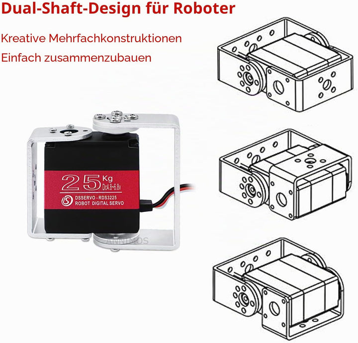 ANNIMOS 25KG Roboter Servomotor mit hohem Drehmoment Vollmetallgetriebe Digital Lenkung Servos mit M