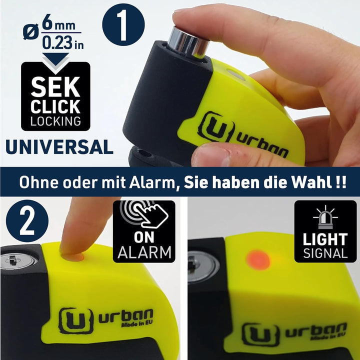 URBAN UR6 Bremsscheibenschloss mit Alarm 120dB Warnfunktion, Bremsscheibenschloss Motorrad E Roller