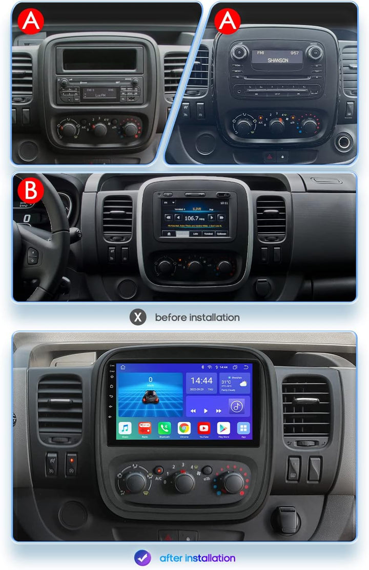9 Zoll Carplay/Android Autoradio GPS Navigation+HD Nachtsicht Auto Rückfahrkamera, Ersatz für Vauxha